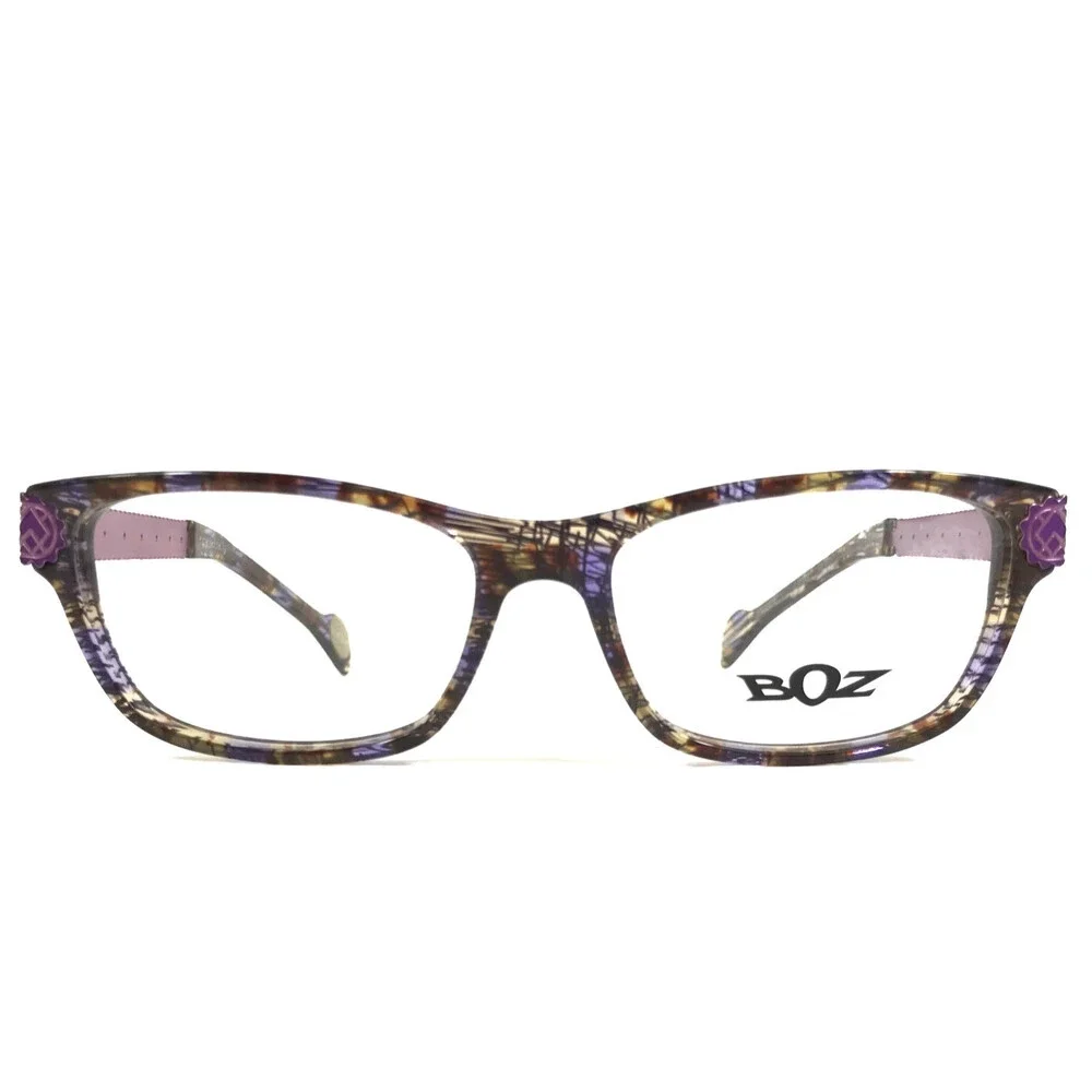 BOZ Eyeglasses Frames ZIGGY 7282 Brown Marble Purple Argyle Arms 53-15-137